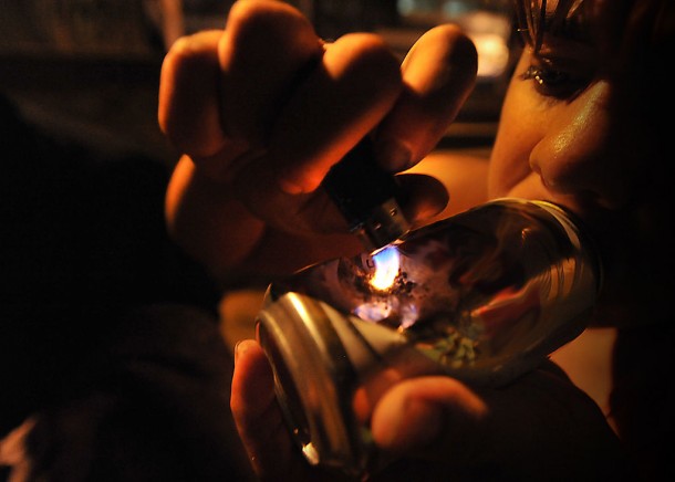 Crack smoking.